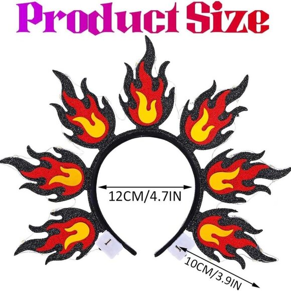 Light Up Fire Headband LED Flame Halloween Festival Costume Hair Accessory main image 6